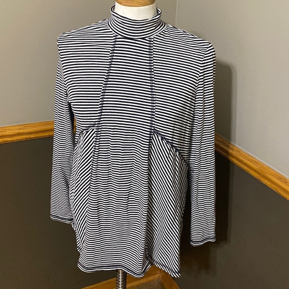 Westbound black and white striped mock neck tunic size small - Picture 1 of 7